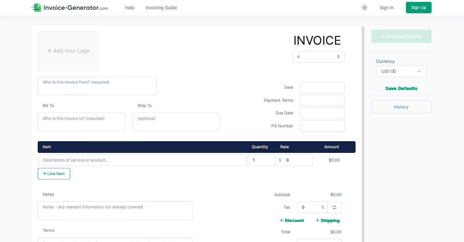 Free Invoice Generator