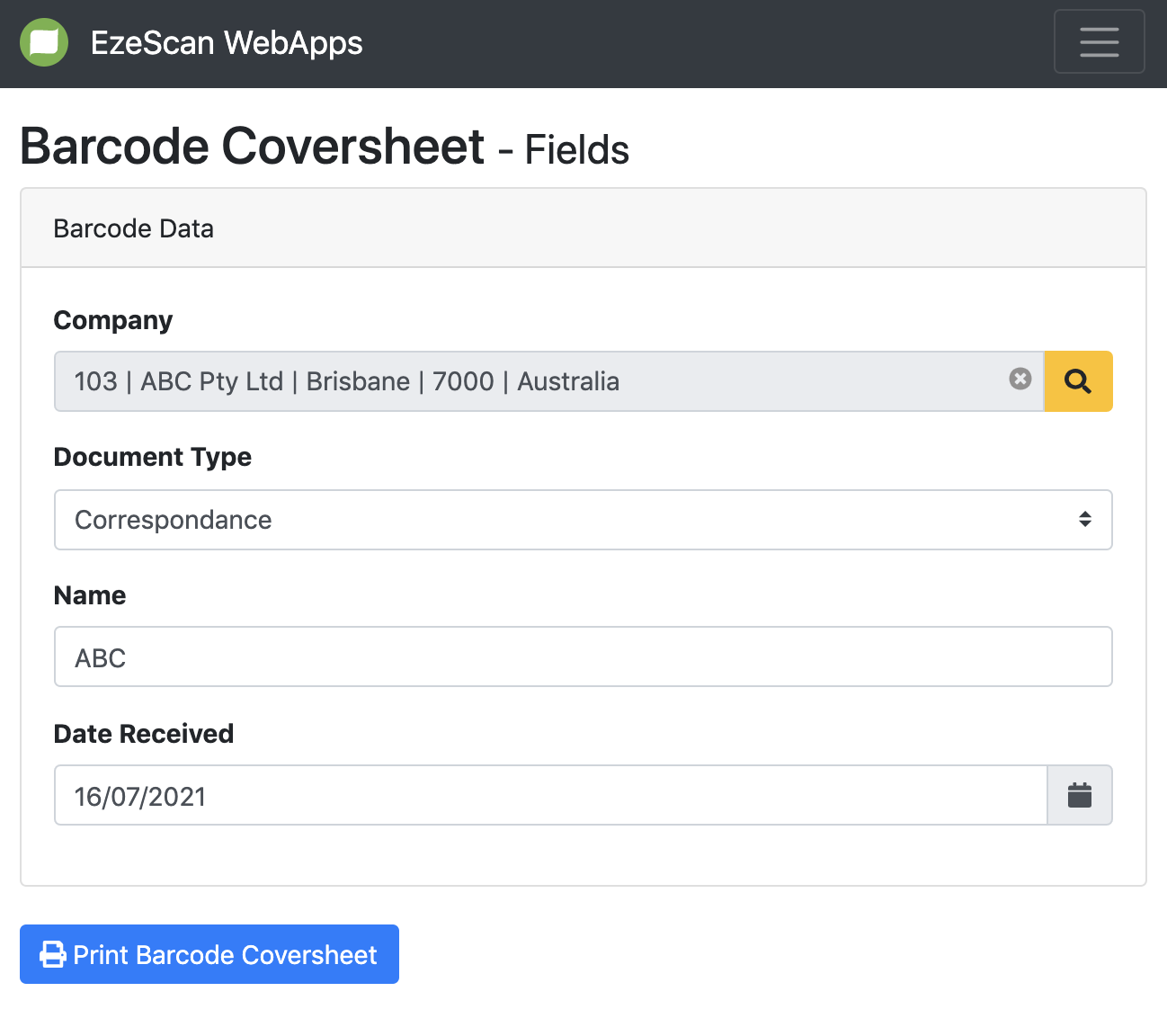 Barcode Coversheet Generator | EzeScan