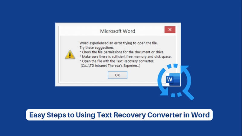 Fix Corrupt Word with Text Recovery Converter Free [3 Ways]