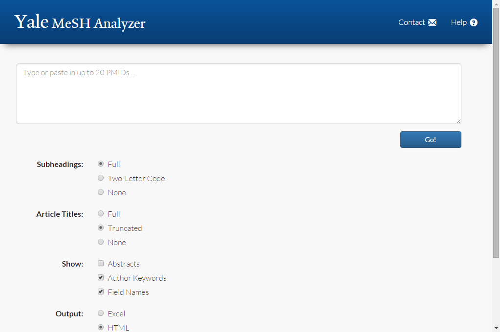 The Yale MeSH Analyzer | Harvey Cushing/John Hay Whitney ...