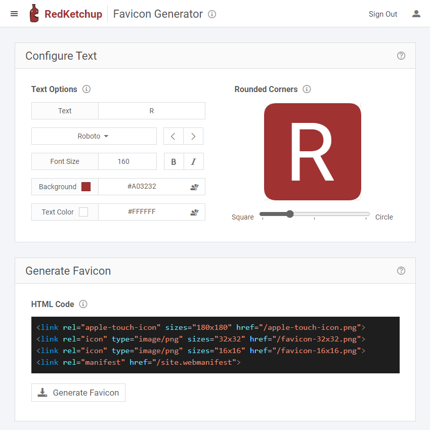 Favicon Generator - Favicon from Text or Image | RedKetchup