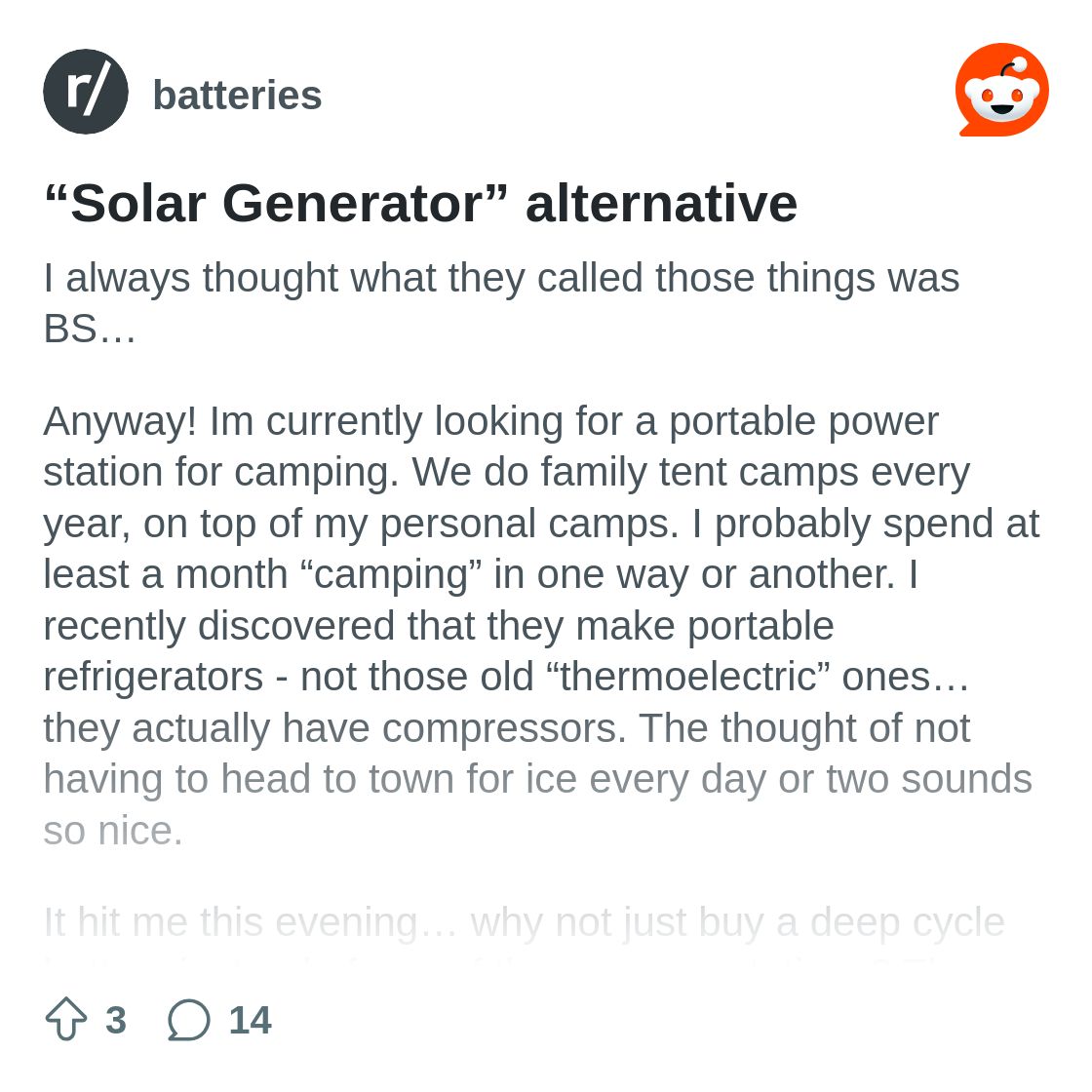 “Solar Generator” alternative : r/batteries