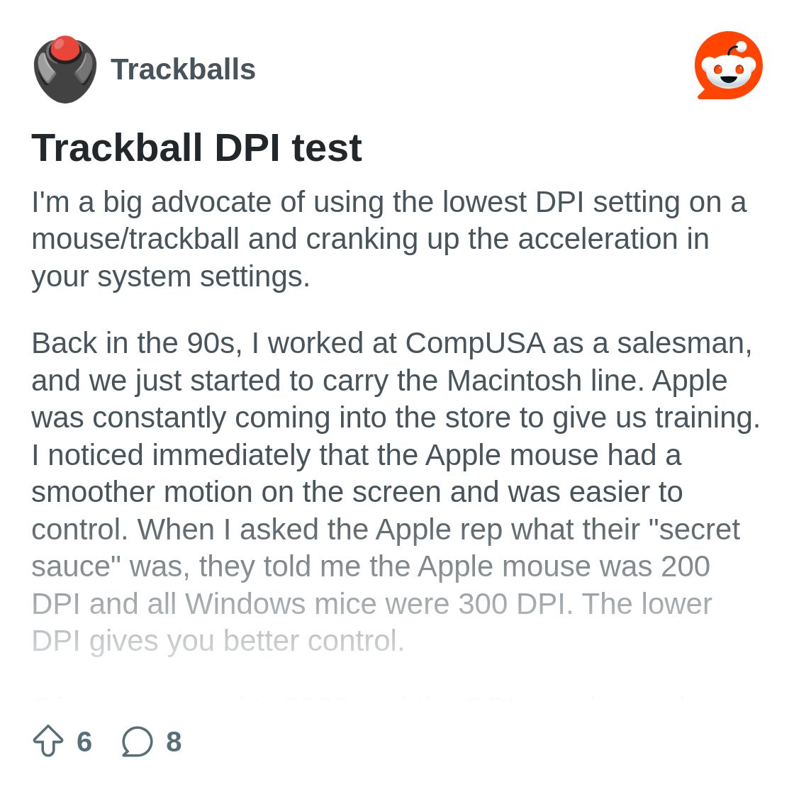 r/Trackballs on Reddit: Trackball DPI test