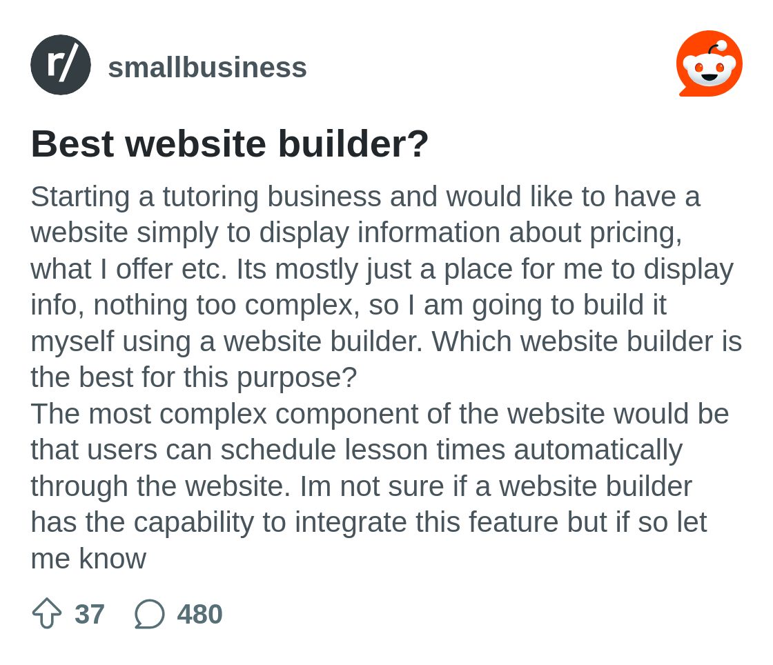 r/smallbusiness on Reddit: Best website builder?