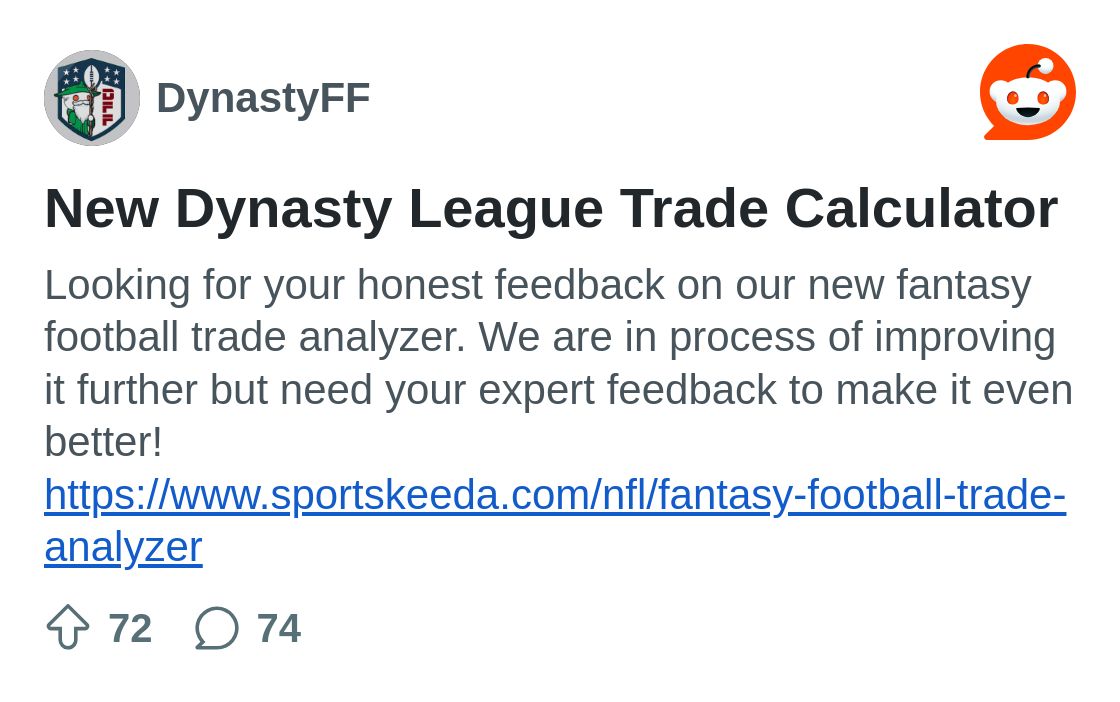 New Dynasty League Trade Calculator : r/DynastyFF