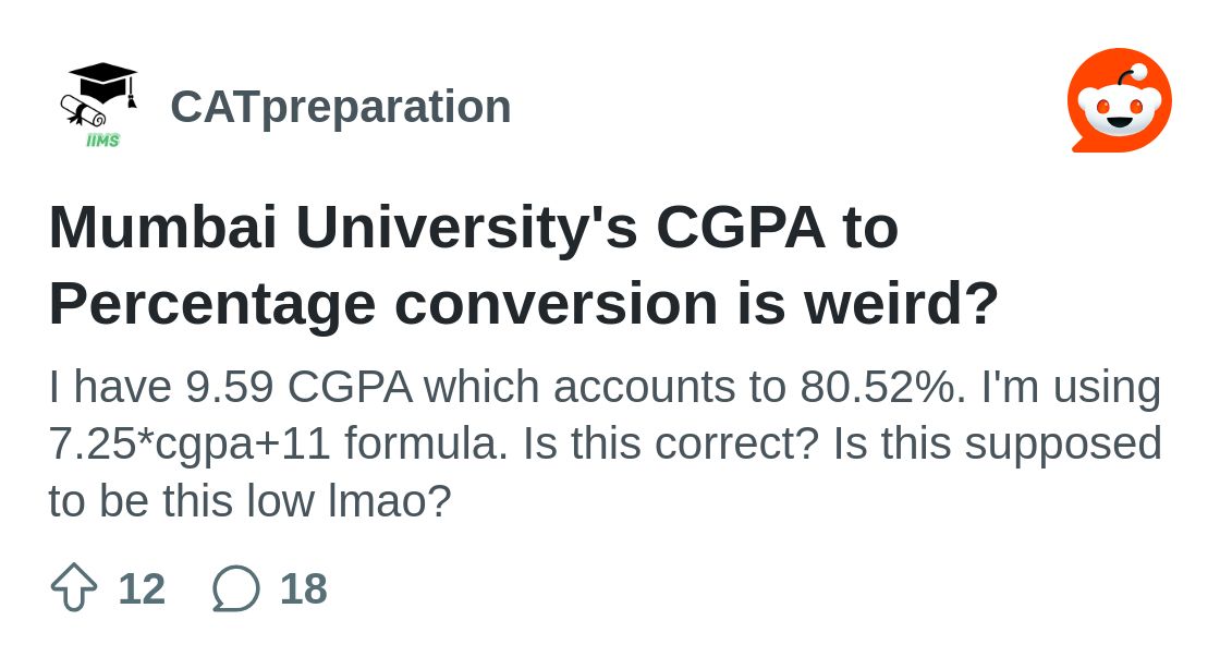 Mumbai University's CGPA to Percentage conversion is weird? : r ...