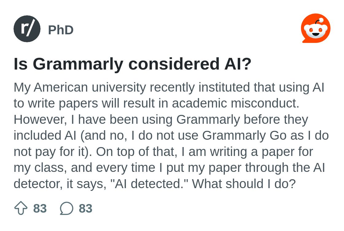 Is Grammarly considered AI? : r/PhD