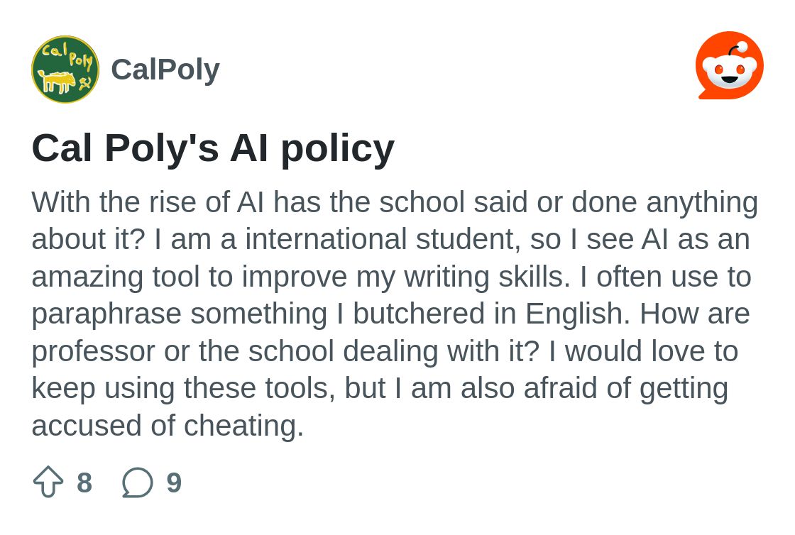 Cal Poly's AI policy : r/CalPoly