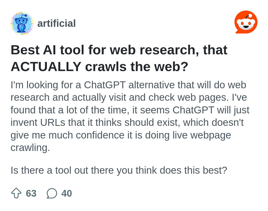 Best AI tool for web research, that ACTUALLY crawls the web? : r ...