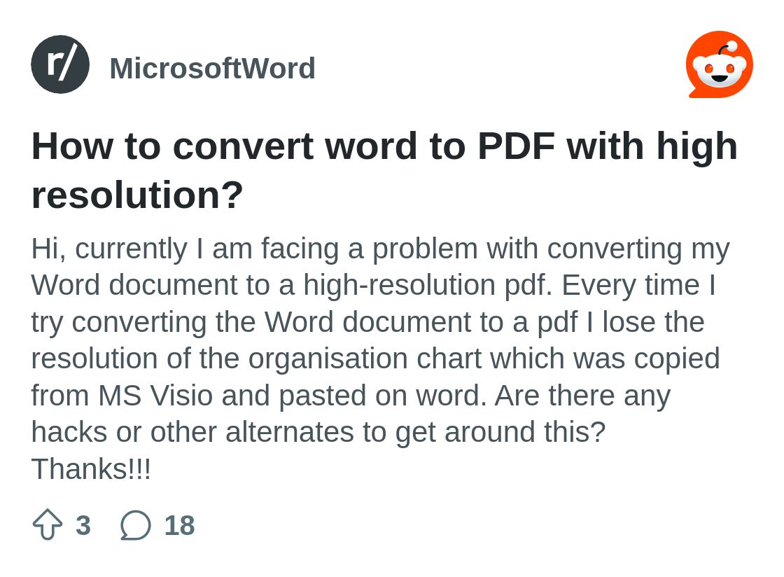 How to convert word to PDF with high resolution? : r/MicrosoftWord