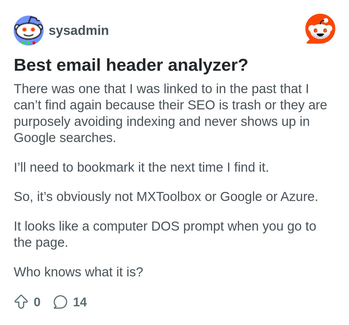 Best email header analyzer? : r/sysadmin