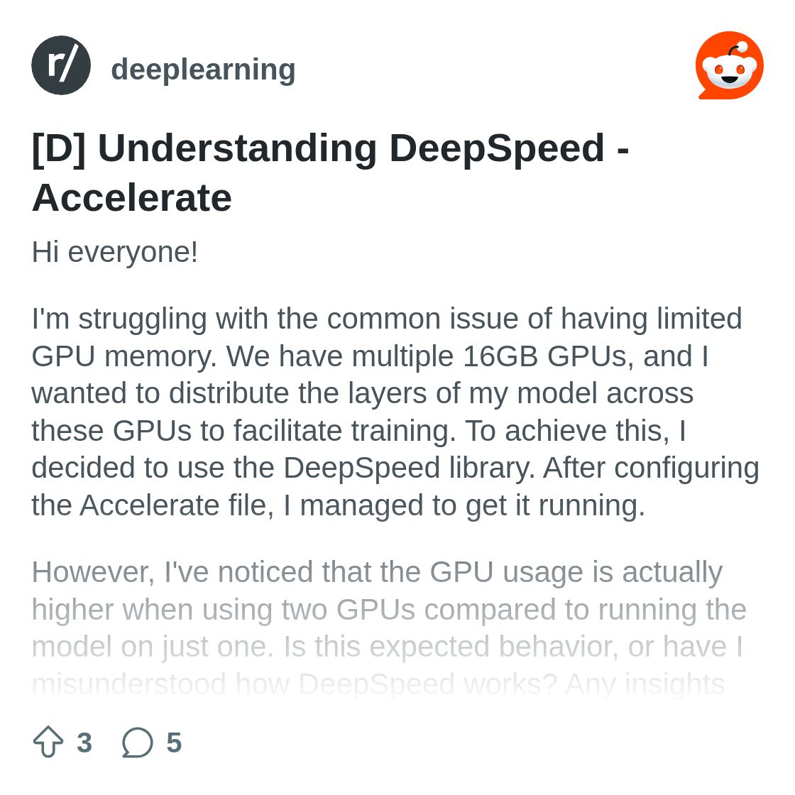 [D] Understanding DeepSpeed - Accelerate : r/deeplearning