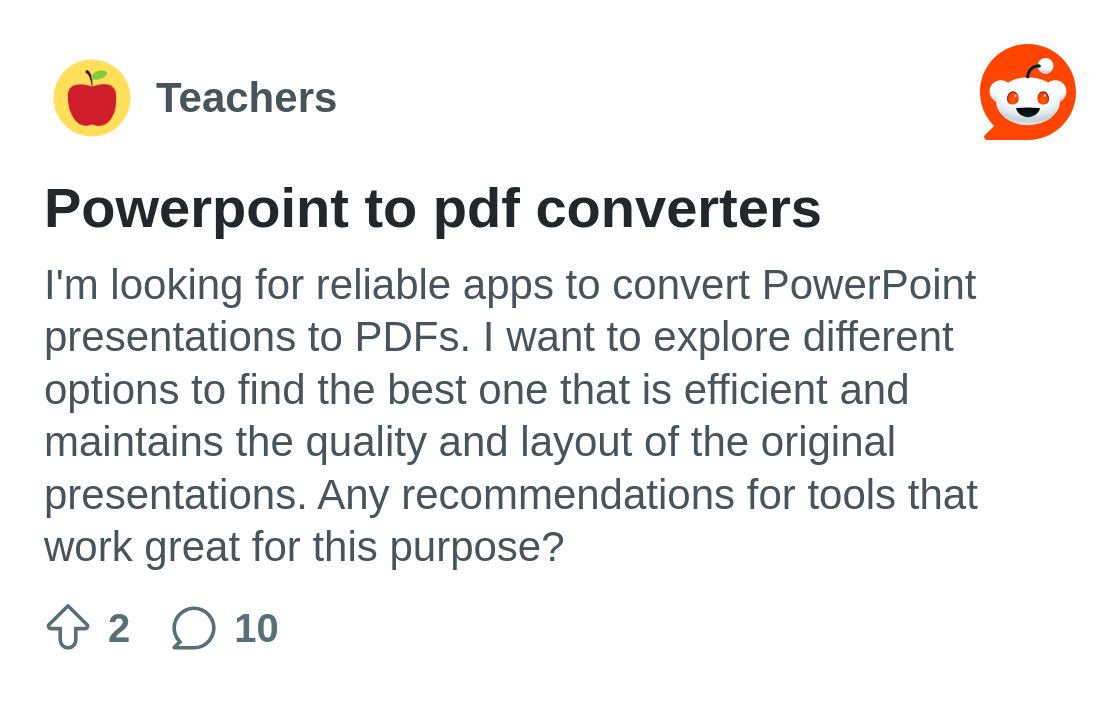 r/Teachers on Reddit: Powerpoint to pdf converters