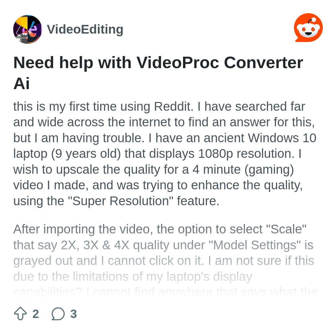 r/VideoEditing on Reddit: Need help with VideoProc Converter Ai