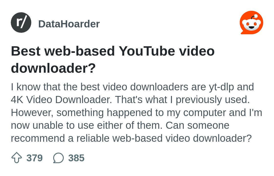 Best web-based YouTube video downloader? : r/DataHoarder