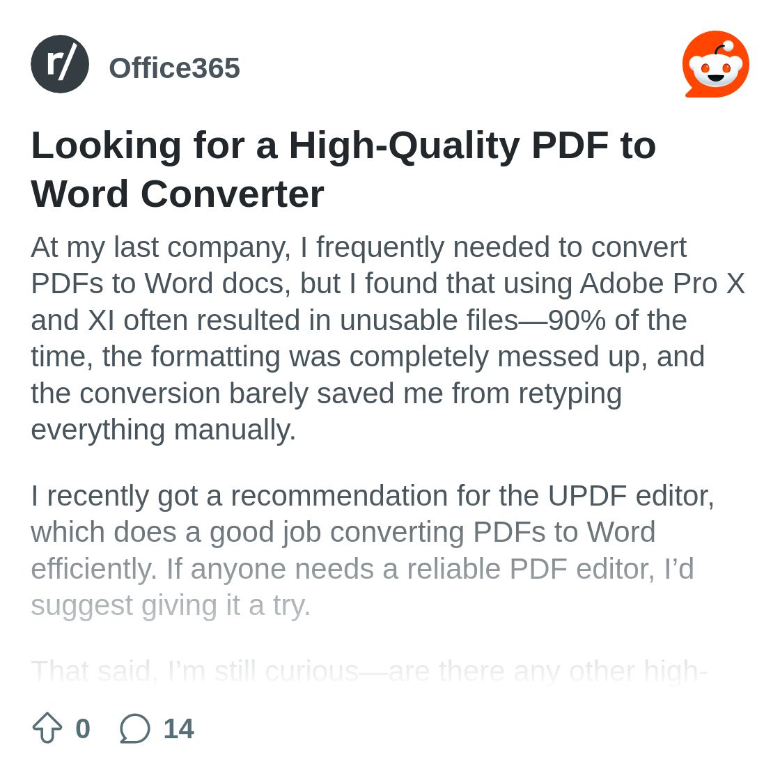 Looking for a High-Quality PDF to Word Converter : r/Office365