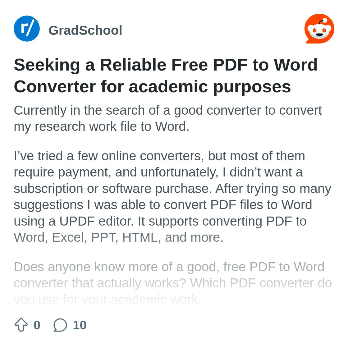 Seeking a Reliable Free PDF to Word Converter for academic ...