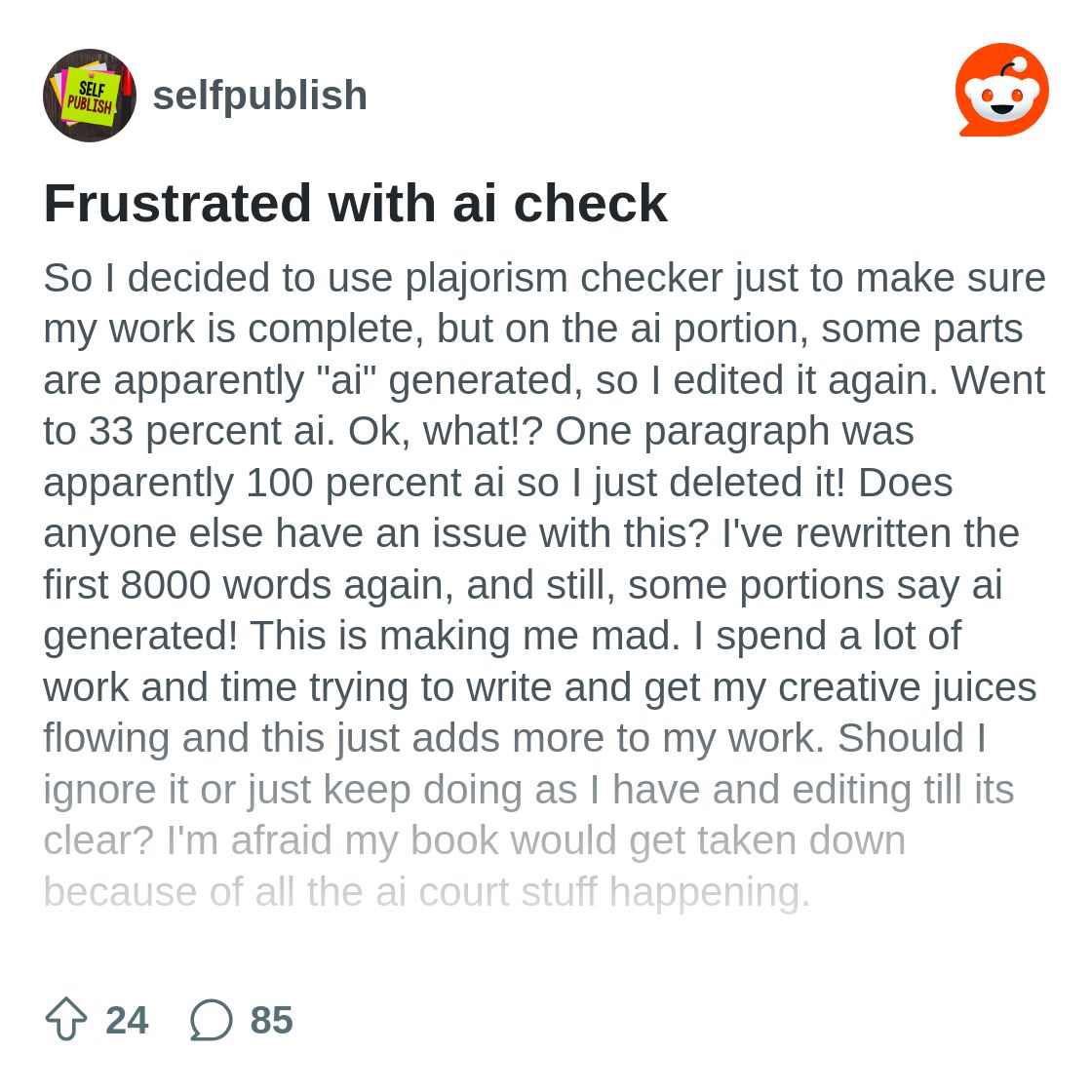 Frustrated with ai check : r/selfpublish