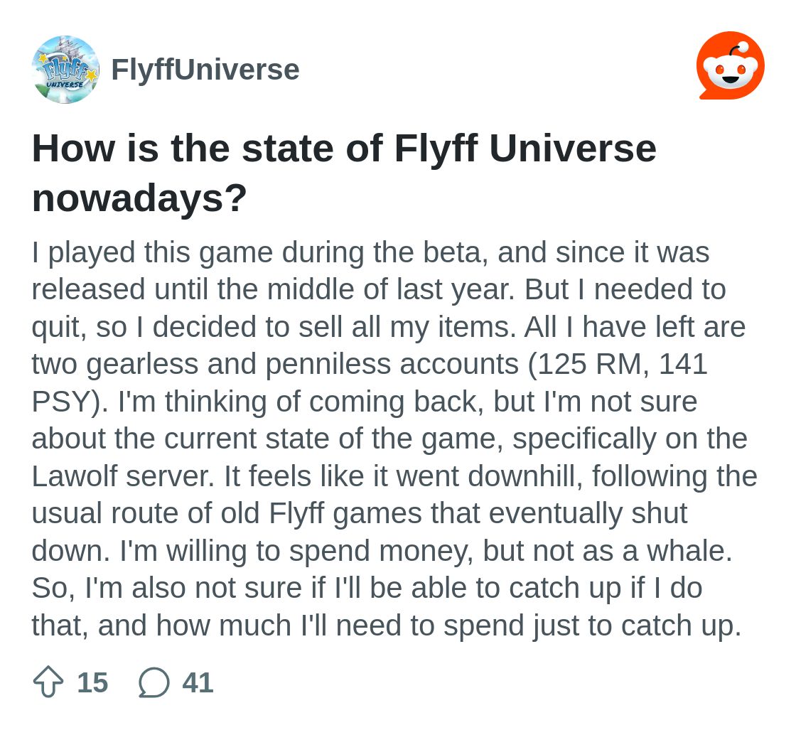 How is the state of Flyff Universe nowadays? : r/FlyffUniverse