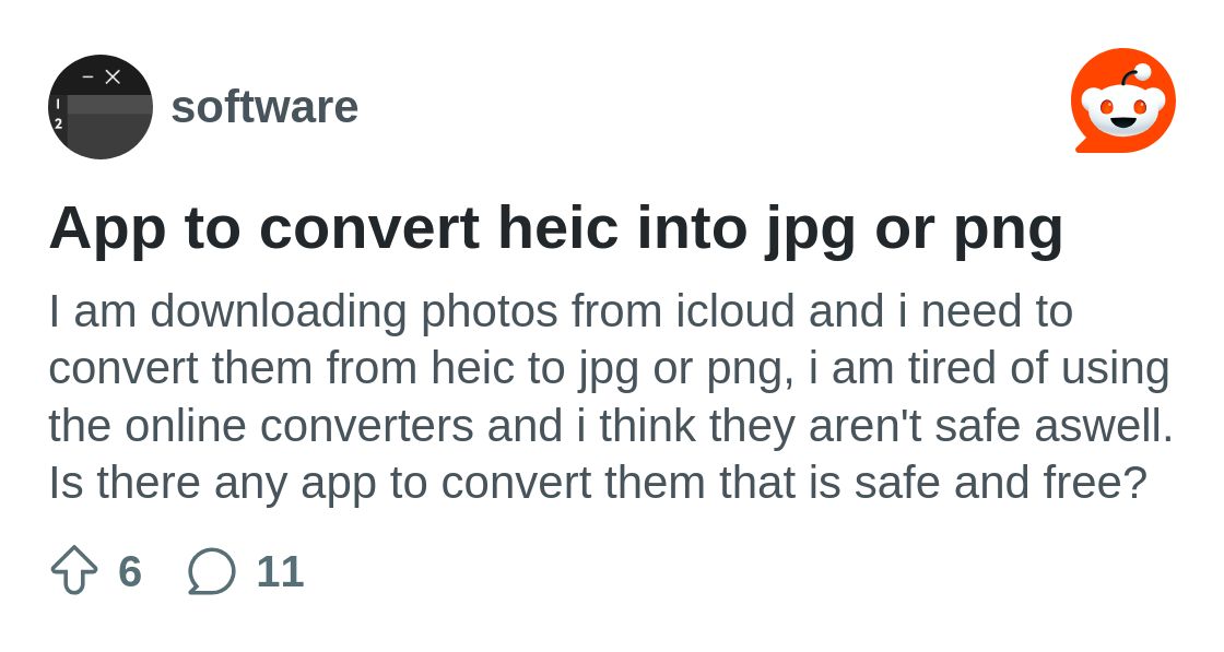 r/software on Reddit: App to convert heic into jpg or png