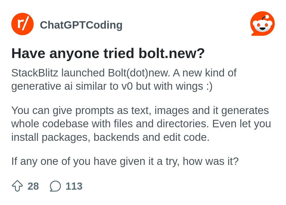 Have anyone tried bolt.new? : r/ChatGPTCoding