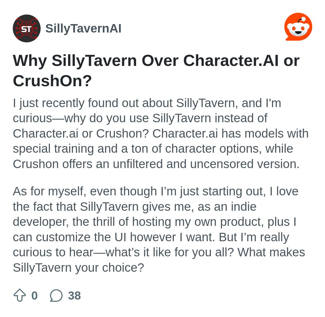 Why SillyTavern Over Character.AI or CrushOn? : r/SillyTavernAI