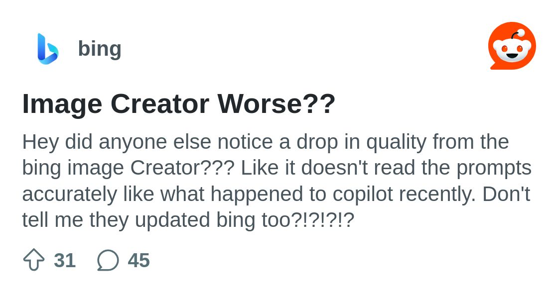 Image Creator Worse?? : r/bing