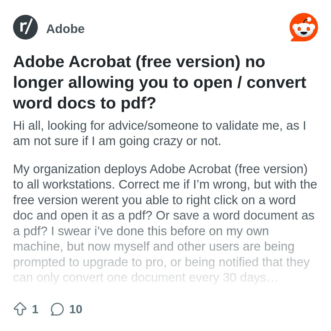 Adobe Acrobat (free version) no longer allowing you to open ...