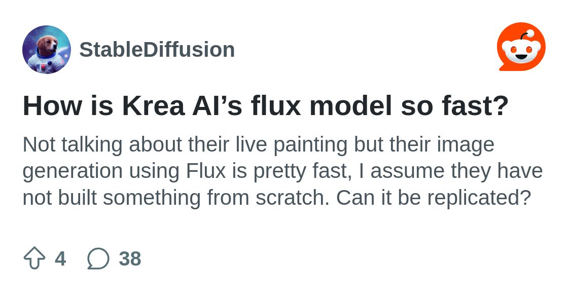 r/StableDiffusion on Reddit: How is Krea AI’s flux model so fast?