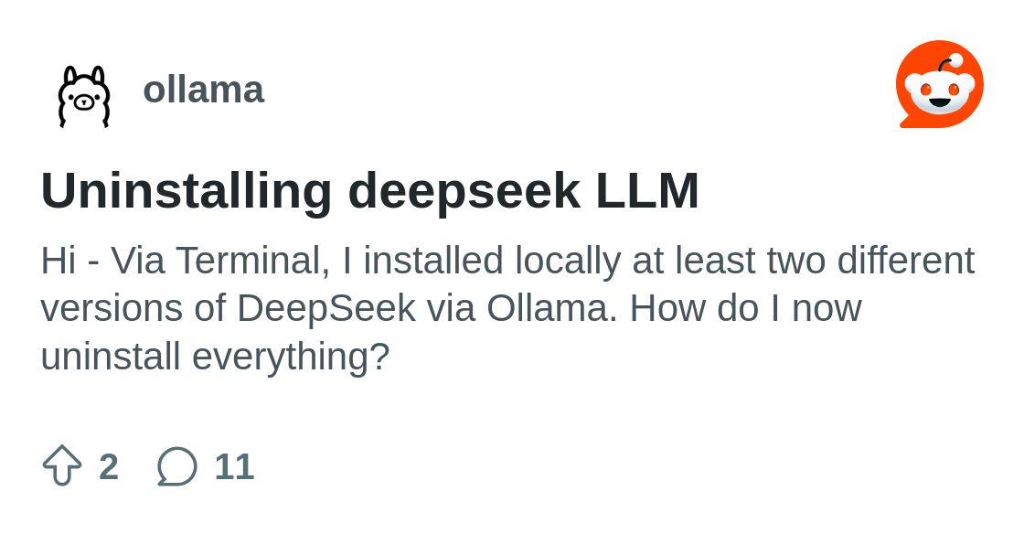 Uninstalling deepseek LLM : r/ollama