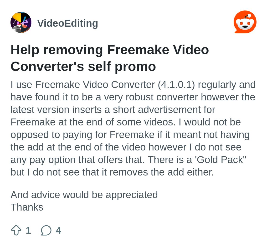 r/VideoEditing on Reddit: Help removing Freemake Video Converter's self promo