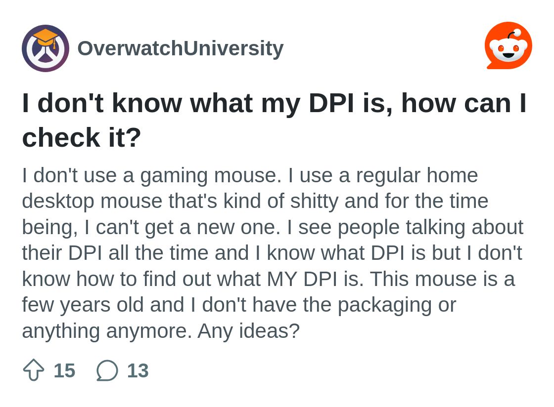 r/OverwatchUniversity on Reddit: I don't know what my DPI is, how can I check it?