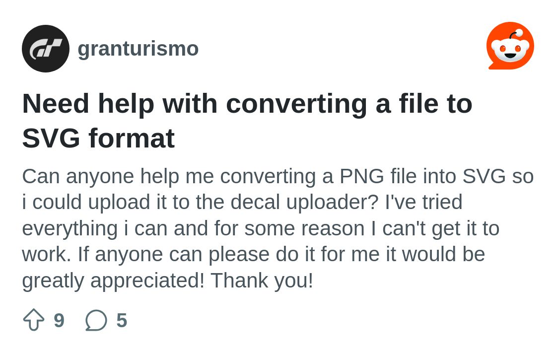 r/granturismo on Reddit: Need help with converting a file to SVG format