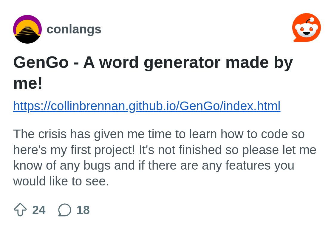 r/conlangs on Reddit: GenGo - A word generator made by me!