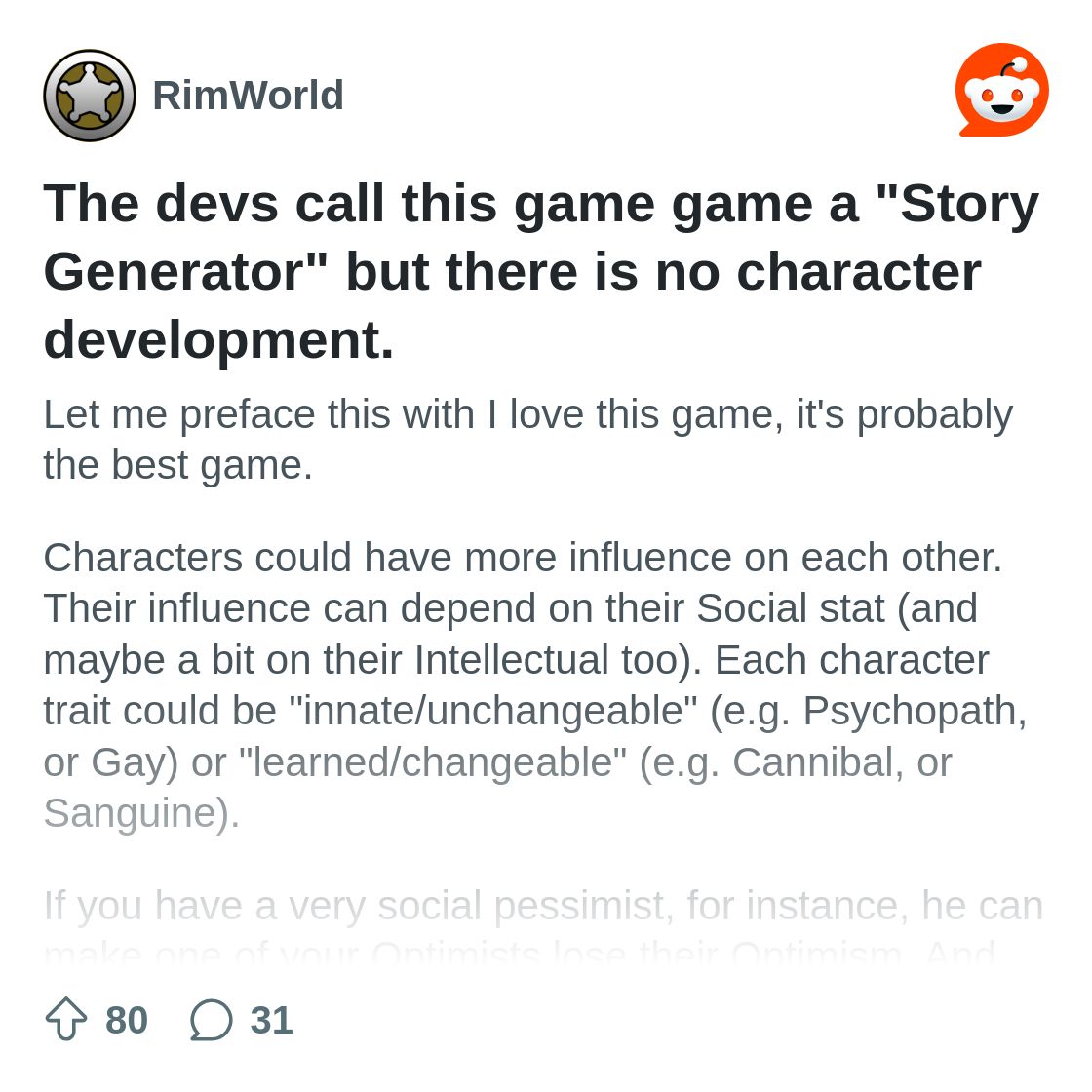 The devs call this game game a "Story Generator" but there is no ...