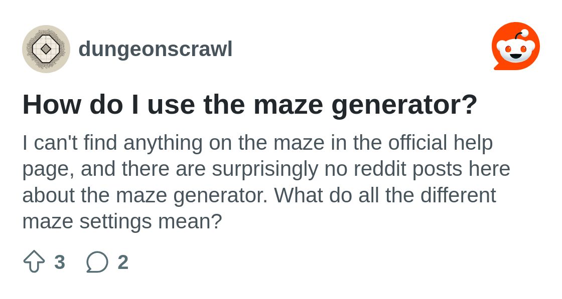 r/dungeonscrawl on Reddit: How do I use the maze generator?