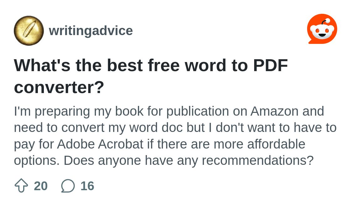 r/writingadvice on Reddit: What's the best free word to PDF converter?