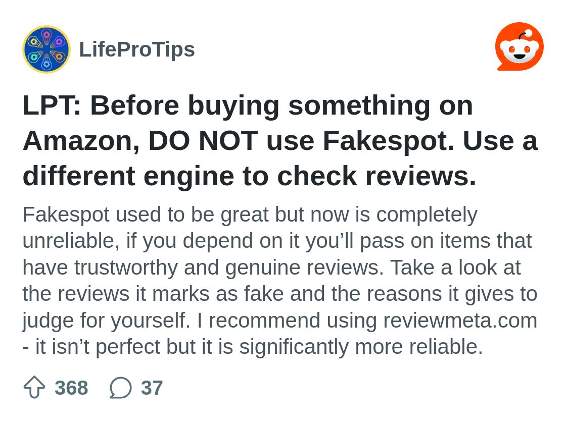 LPT: Before buying something on Amazon, DO NOT use Fakespot ...