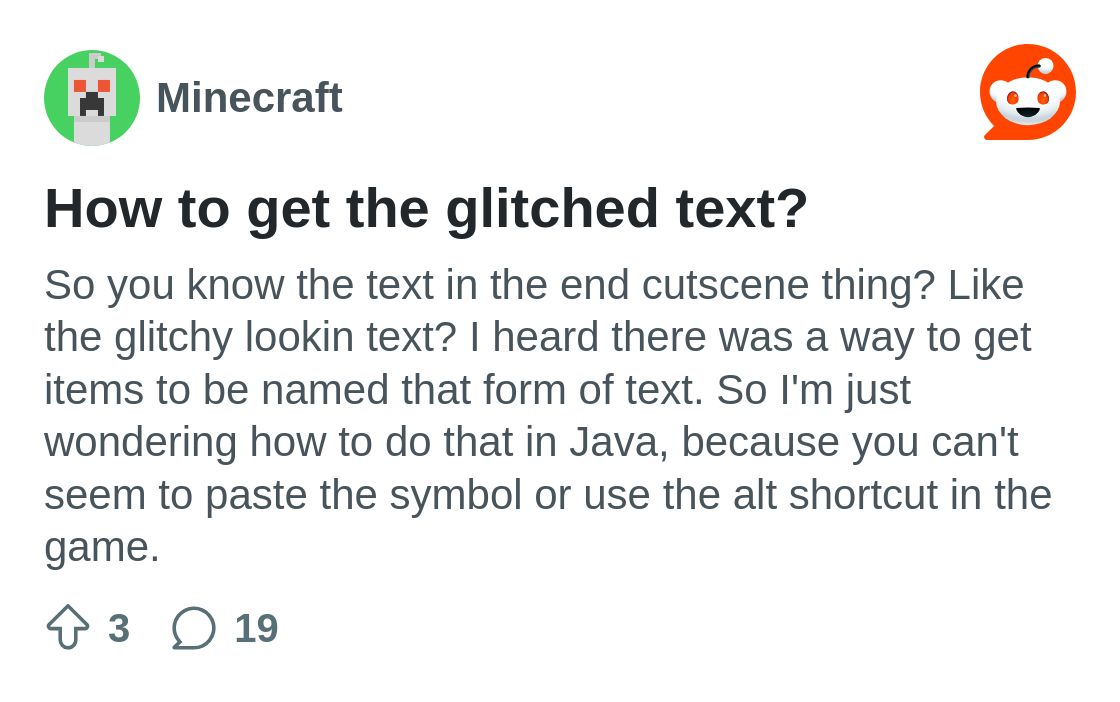 How to get the glitched text? : r/Minecraft