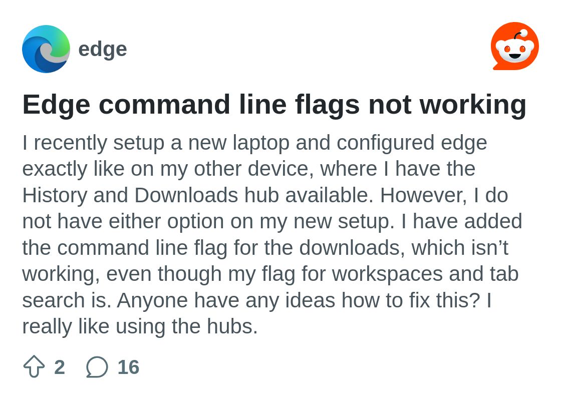 Edge command line flags not working : r/edge