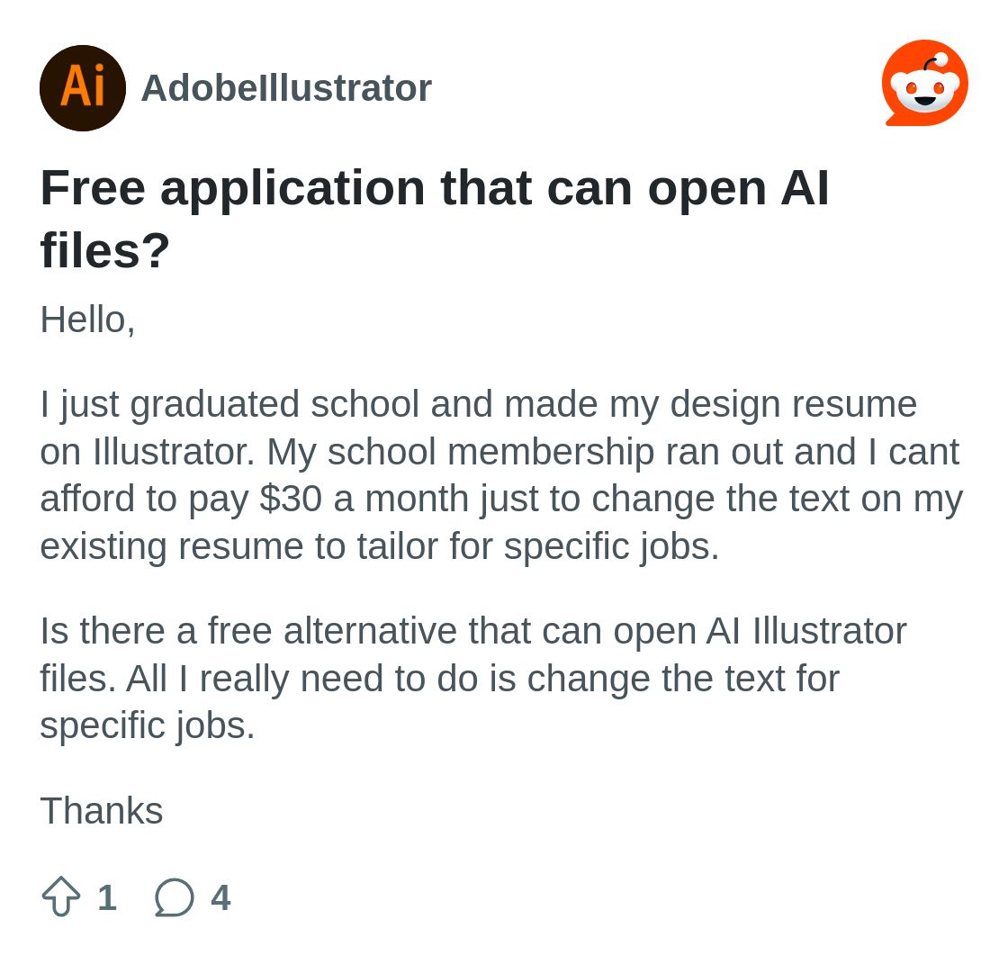 r/AdobeIllustrator on Reddit: Free application that can open AI files?