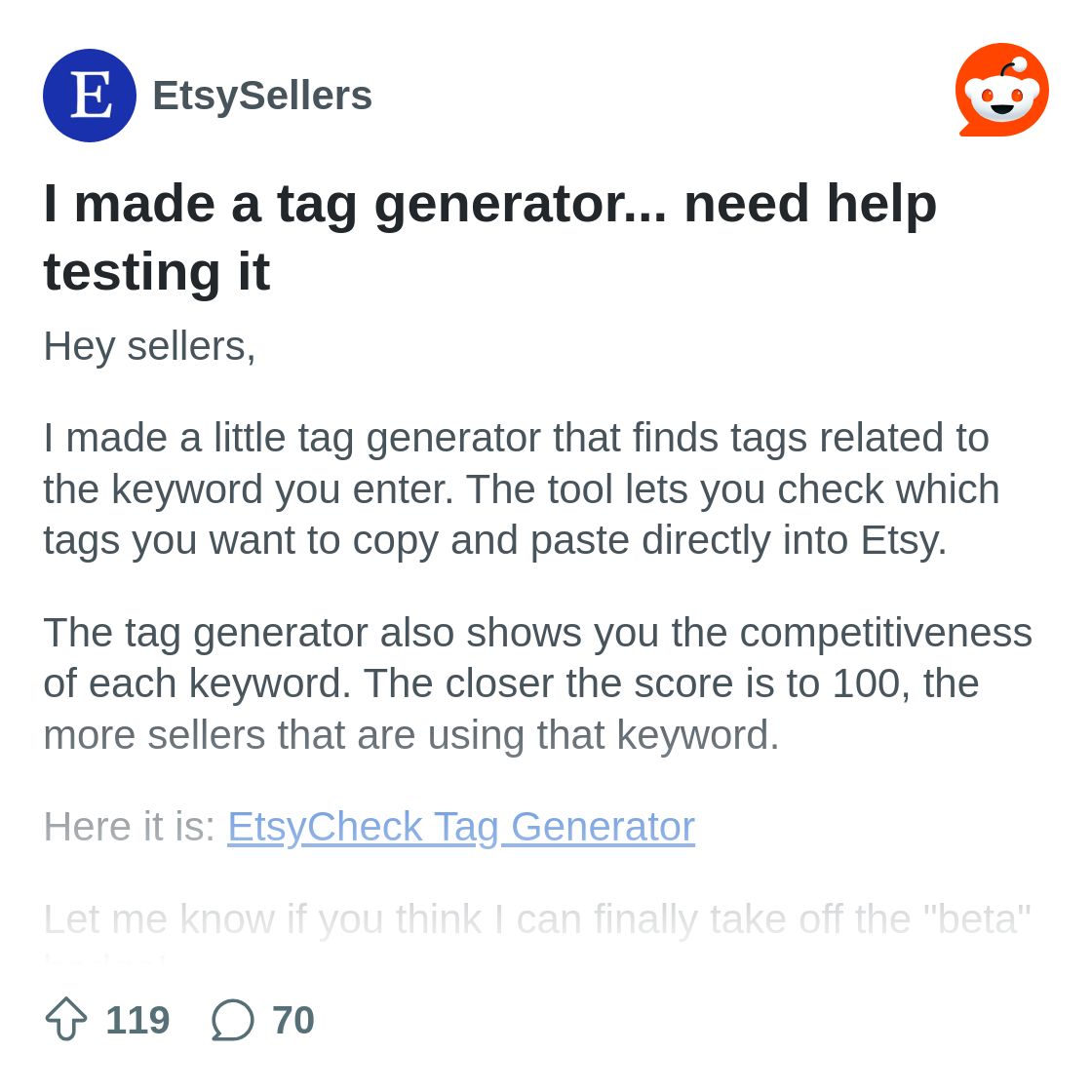 I made a tag generator... need help testing it : r/EtsySellers