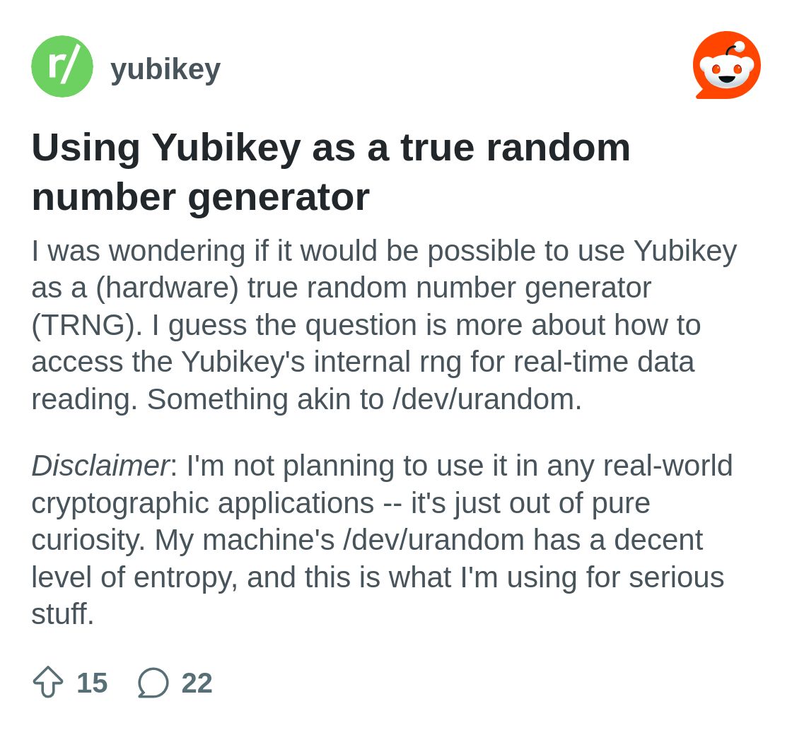 Using Yubikey as a true random number generator : r/yubikey