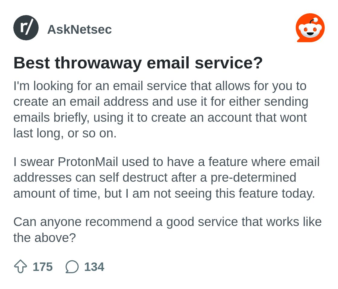 Best throwaway email service? : r/AskNetsec