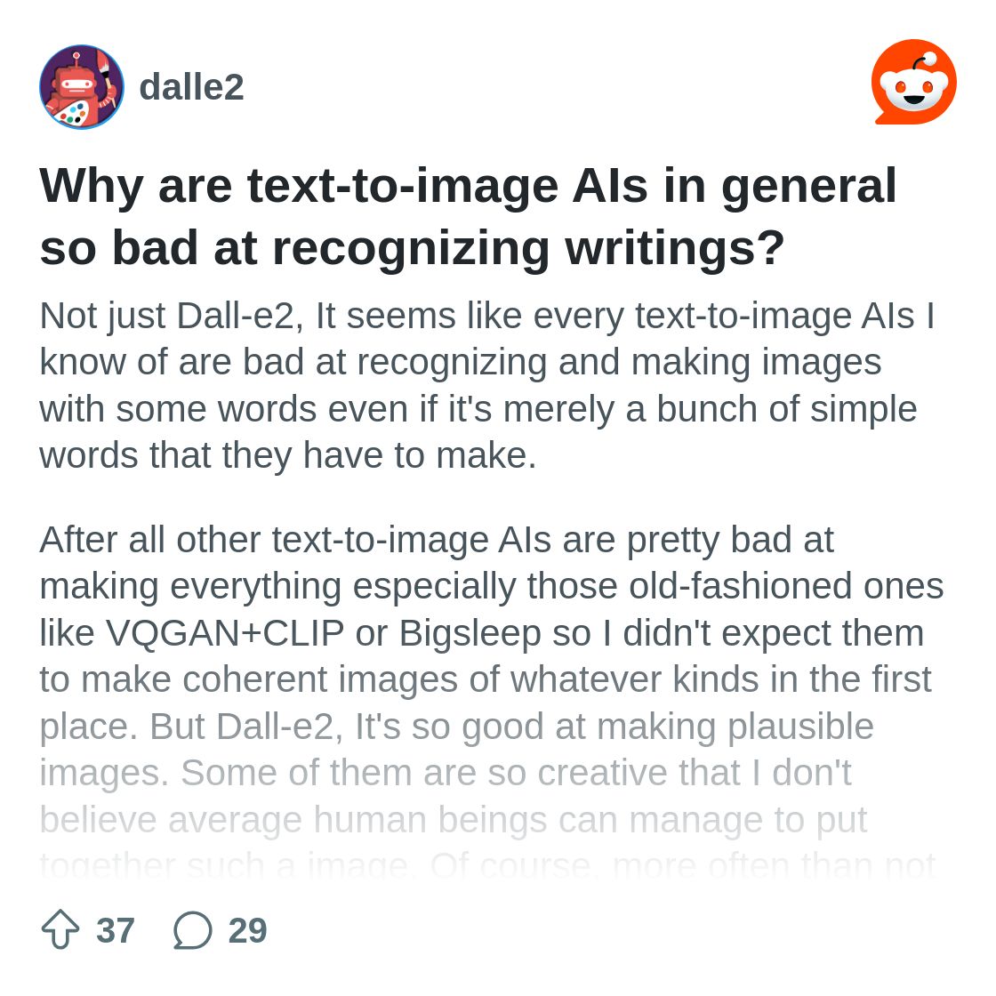 Why are text-to-image AIs in general so bad at recognizing writings ...