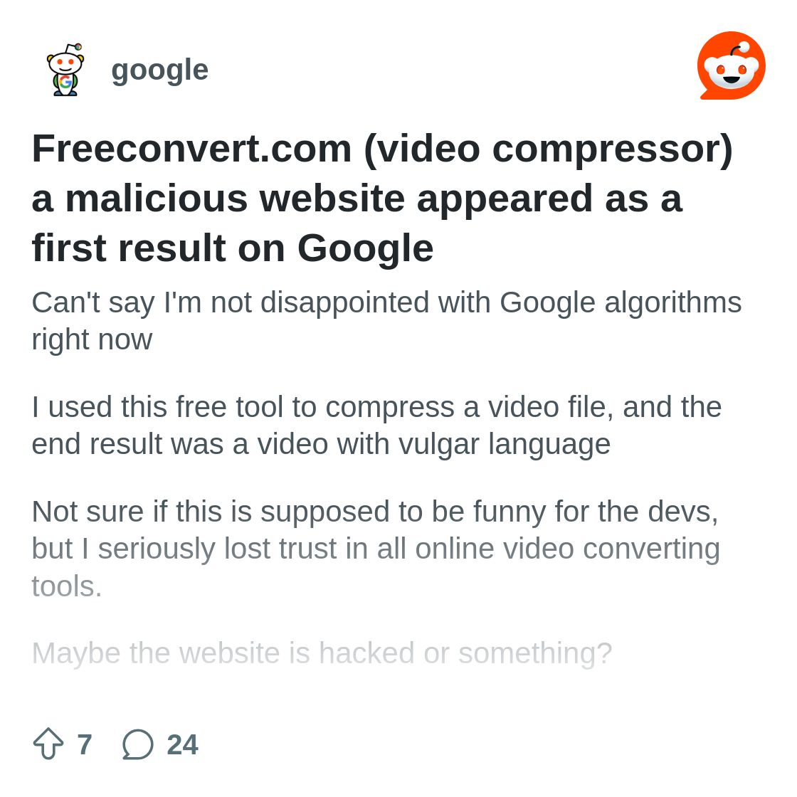 Freeconvert.com (video compressor) a malicious website appeared ...