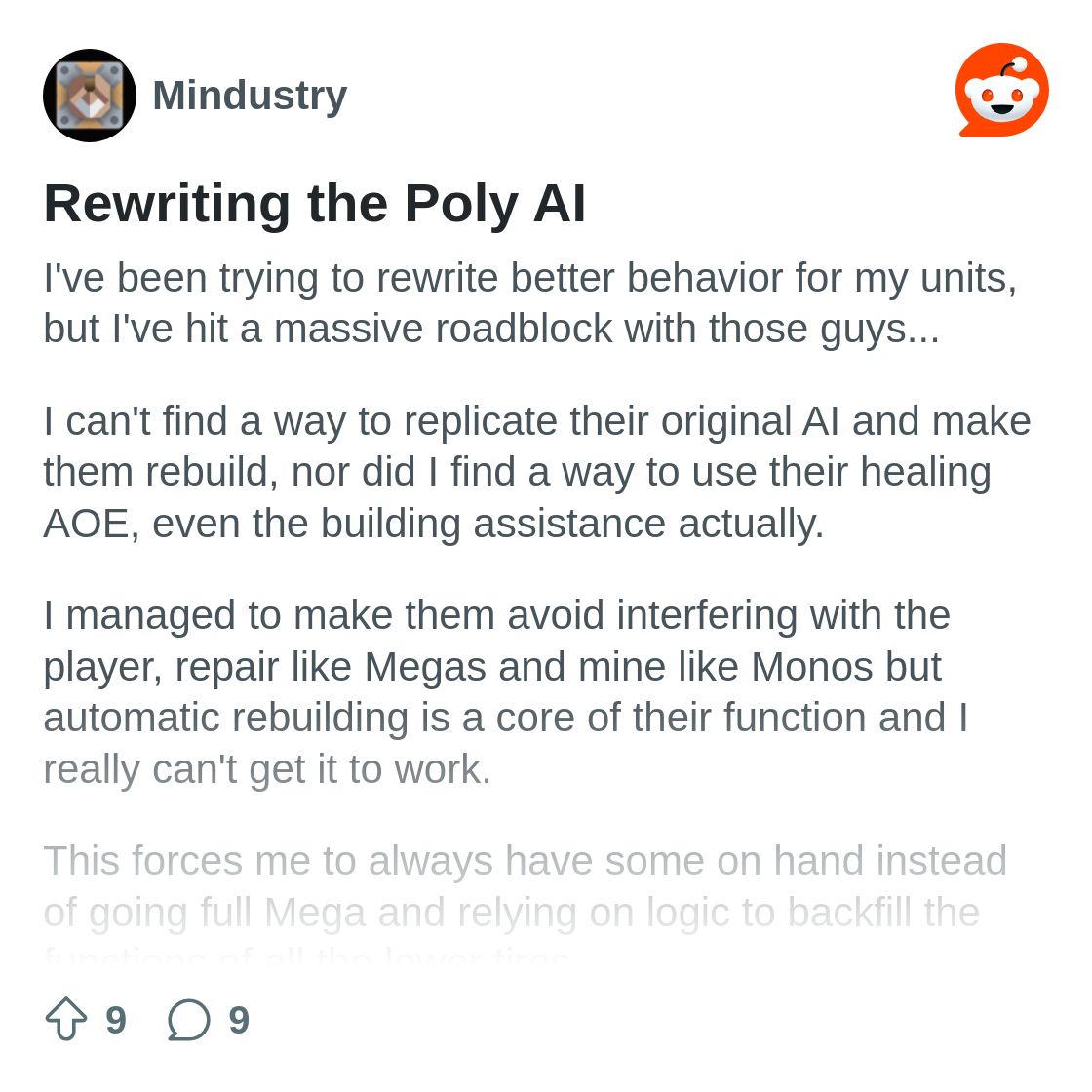 r/Mindustry on Reddit: Rewriting the Poly AI