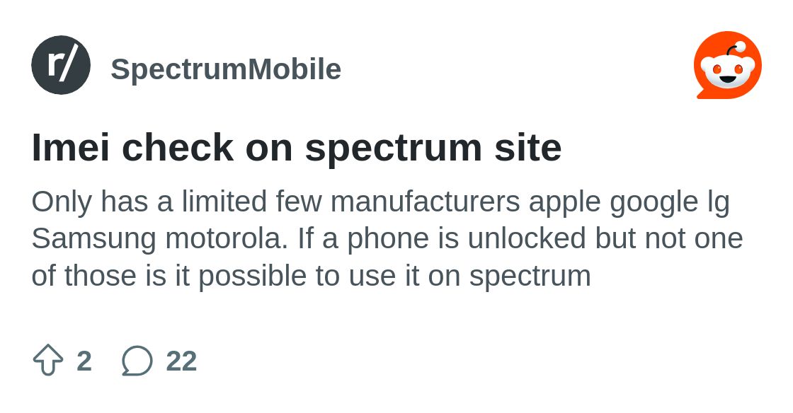 r/SpectrumMobile on Reddit: Imei check on spectrum site