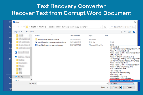 Tip: Use Text Recovery Converter to Recover Corrupt Word Text