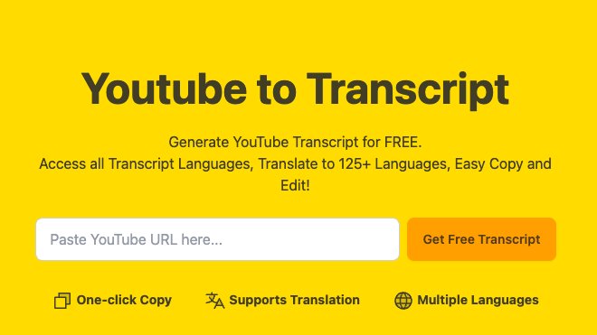 Youtube to Transcript - Read Videos and Take Notes [100% Free ]